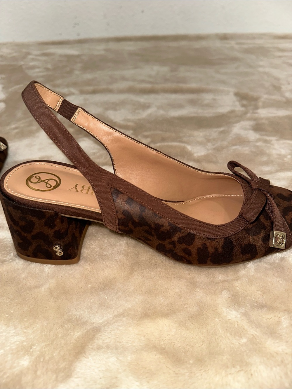 Sam & Libby Brown Leopard Print Slingback Flats with Bow Accent - Picture 4 of 6